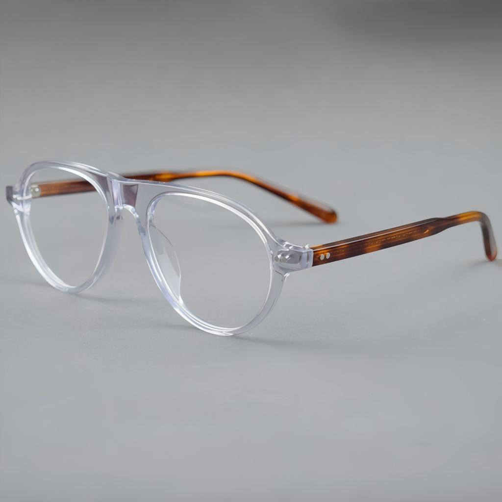 Vintage Men's Pilot Glasses Acetate Frame Korean Style Fashionable Clear Black Frame Luxury Design High-end Fake Glsses Women