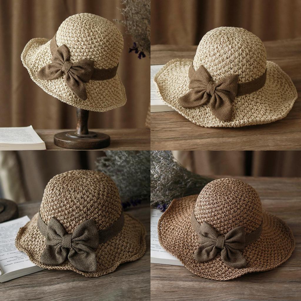 Straw Summer Sun Hat With Wide Brim For Women Casual Outdoor Sun Protection