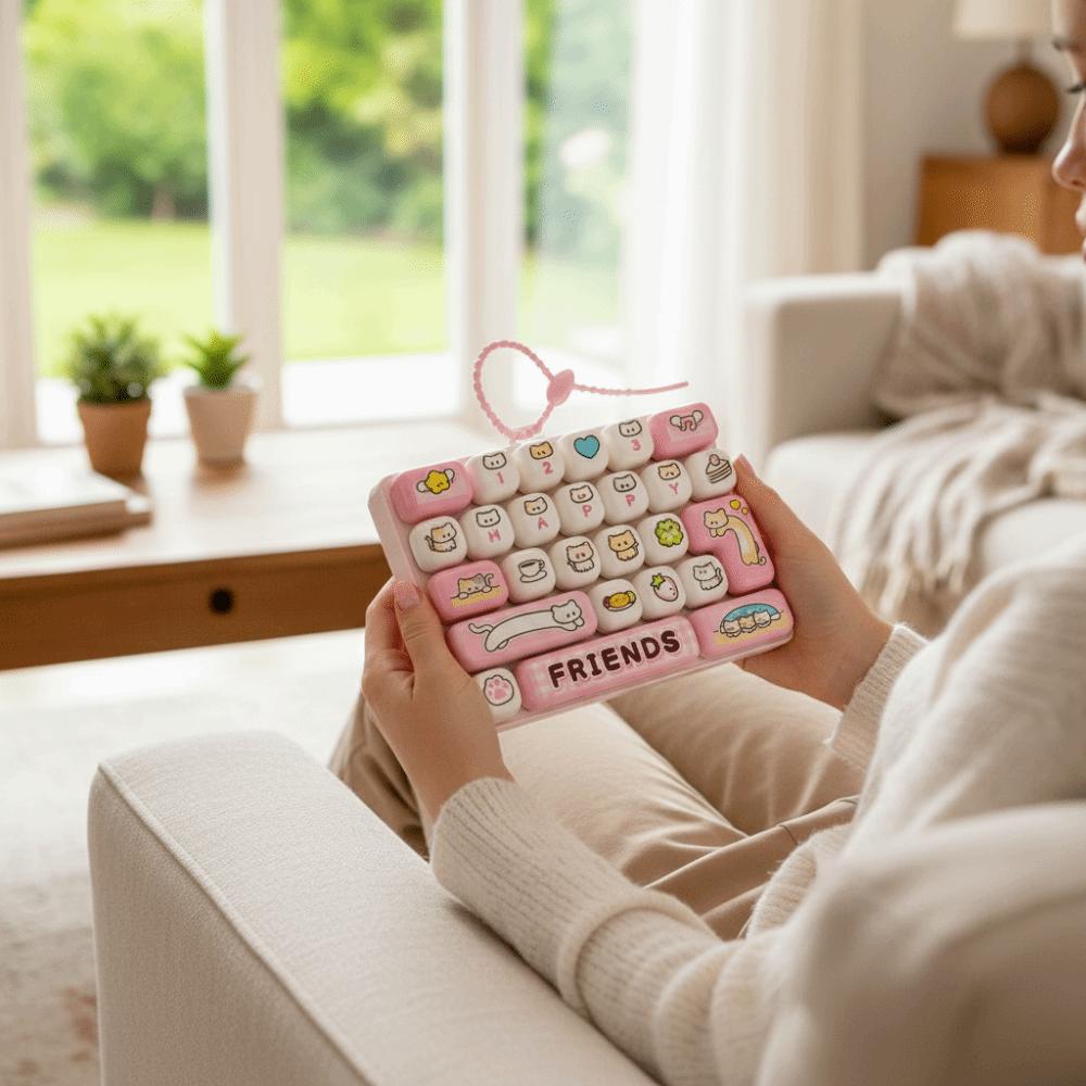 Süßes Design Dekompressions-Knopfspielzeug 26-Tasten Tastatur Schlüsselanhänger Mini-Tastatur Anhänger Kinder Tasche