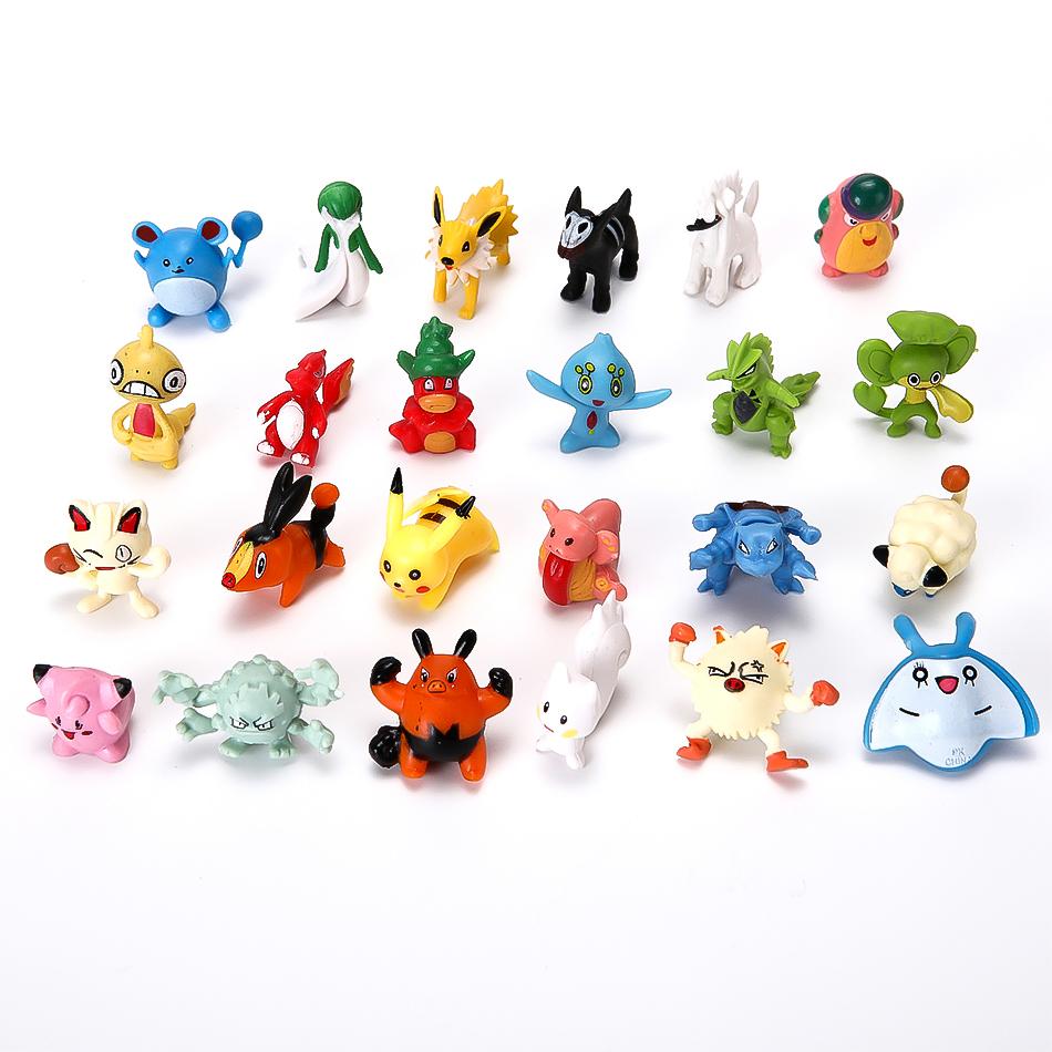 Kids Childrens Toys Toys 144 Pcs/Lot Mini Pokemon Figure Pikachu Scale Ratio Model 2-3cm Kawaii Figurine PVC Dolls 6*24pcs