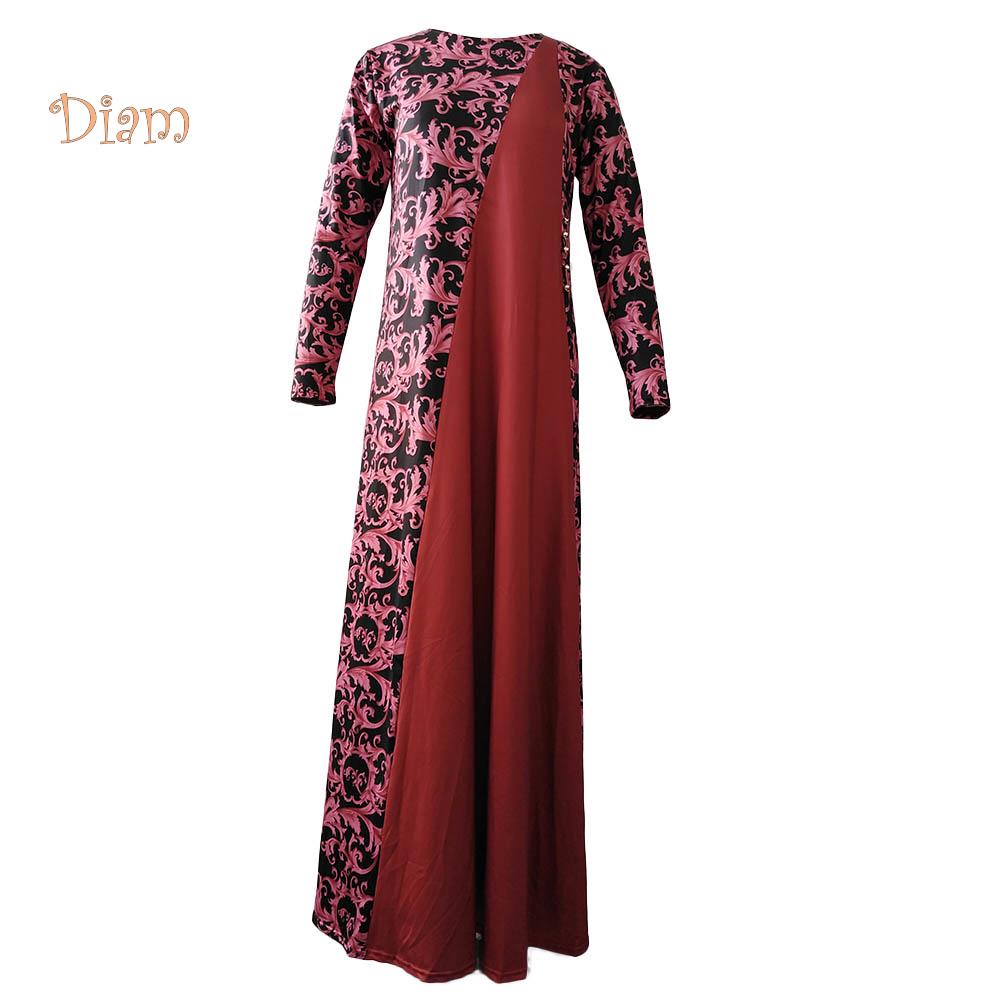 V-O-S WOMEN's WEAR Plus Size Evening Party Medieval Floral Print 3/4 Sleeve Maxi Dress Gown