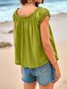 Womens Summer Tie Front Babydoll Top Cap Sleeve Pleated Flowy Blouse