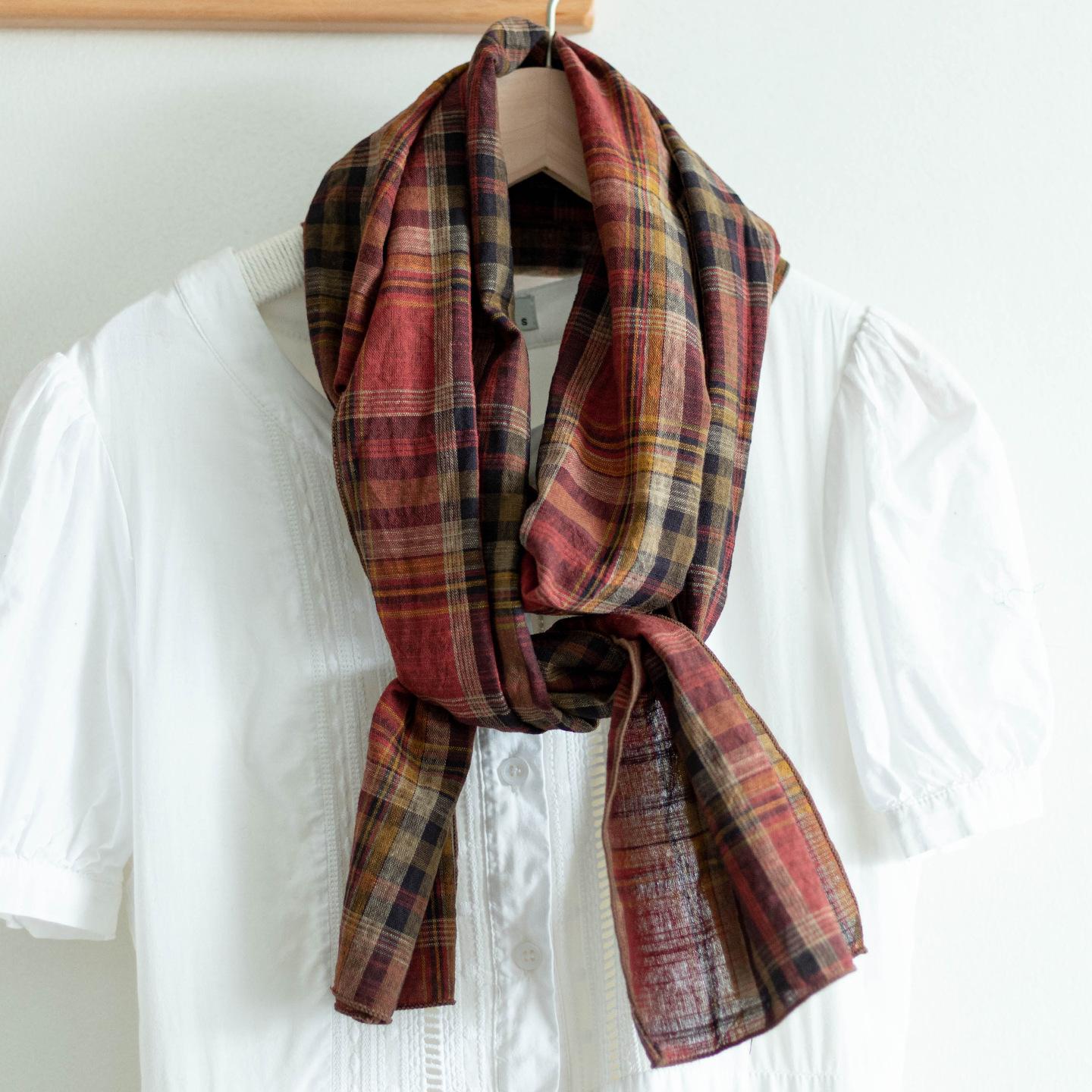 

WTEMPO Pure Cotton Plaid Scarf Retro Style Spring Summer Thin Artistic Long Shawl Scarf 180*26cm красный