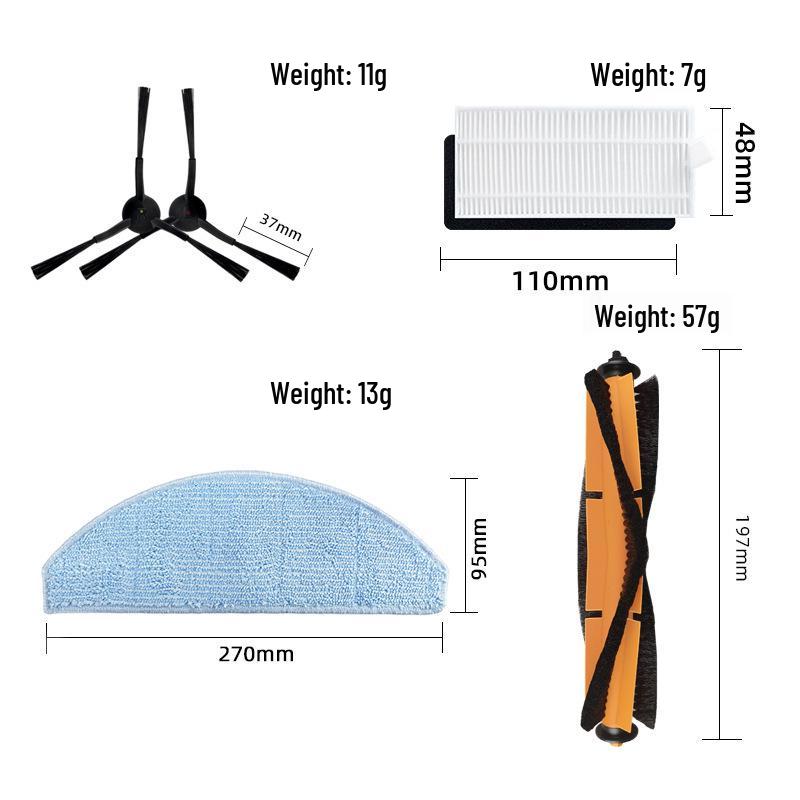 Lydsto G2 Robot Vacuum Accessories: Main Brush, Filter, Side Brush, Mop