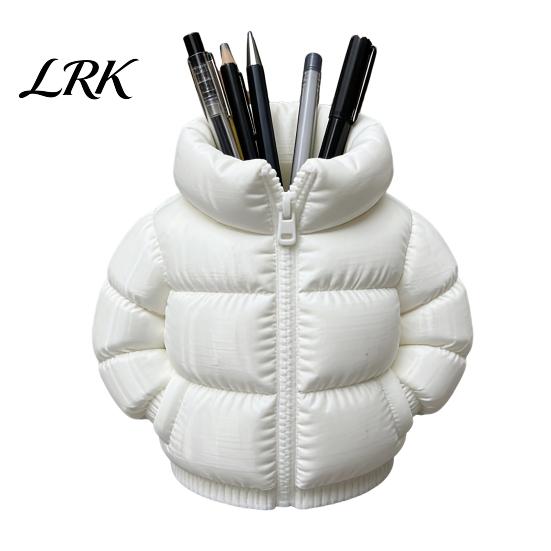 Warm Visual Pen Holder Down Jacket Holder, 3D Printed Desktop Organizer, Lightweight Durable Hollow Matte Texture for Students Dormitory Office