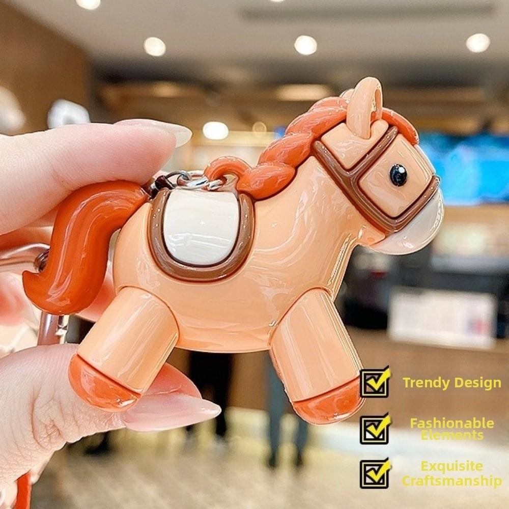 with Ball Plush Pony Keychain Chinese Style New Year Keyring Cute Horse Keychain Year of Charm