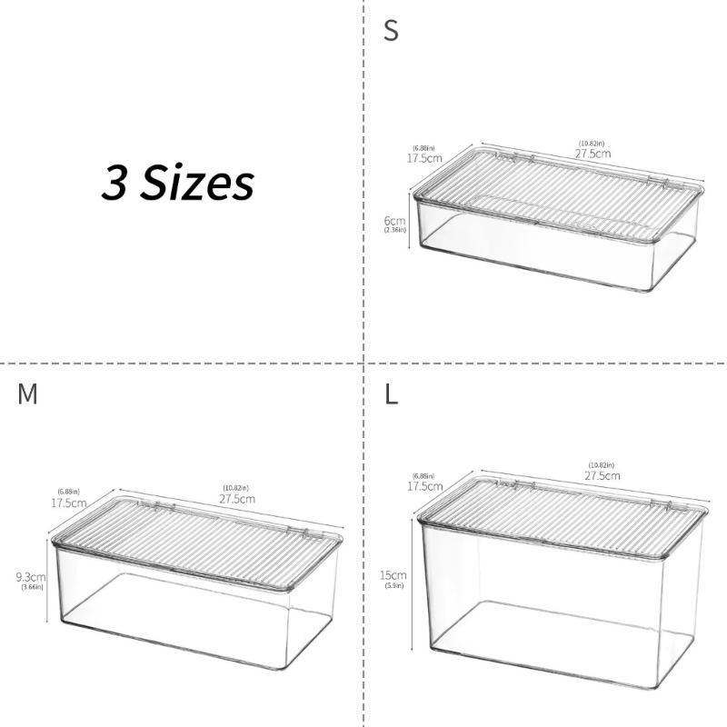 Stackable Clear Plastic Container With Closure Cabinet Storage Box for Home Organization