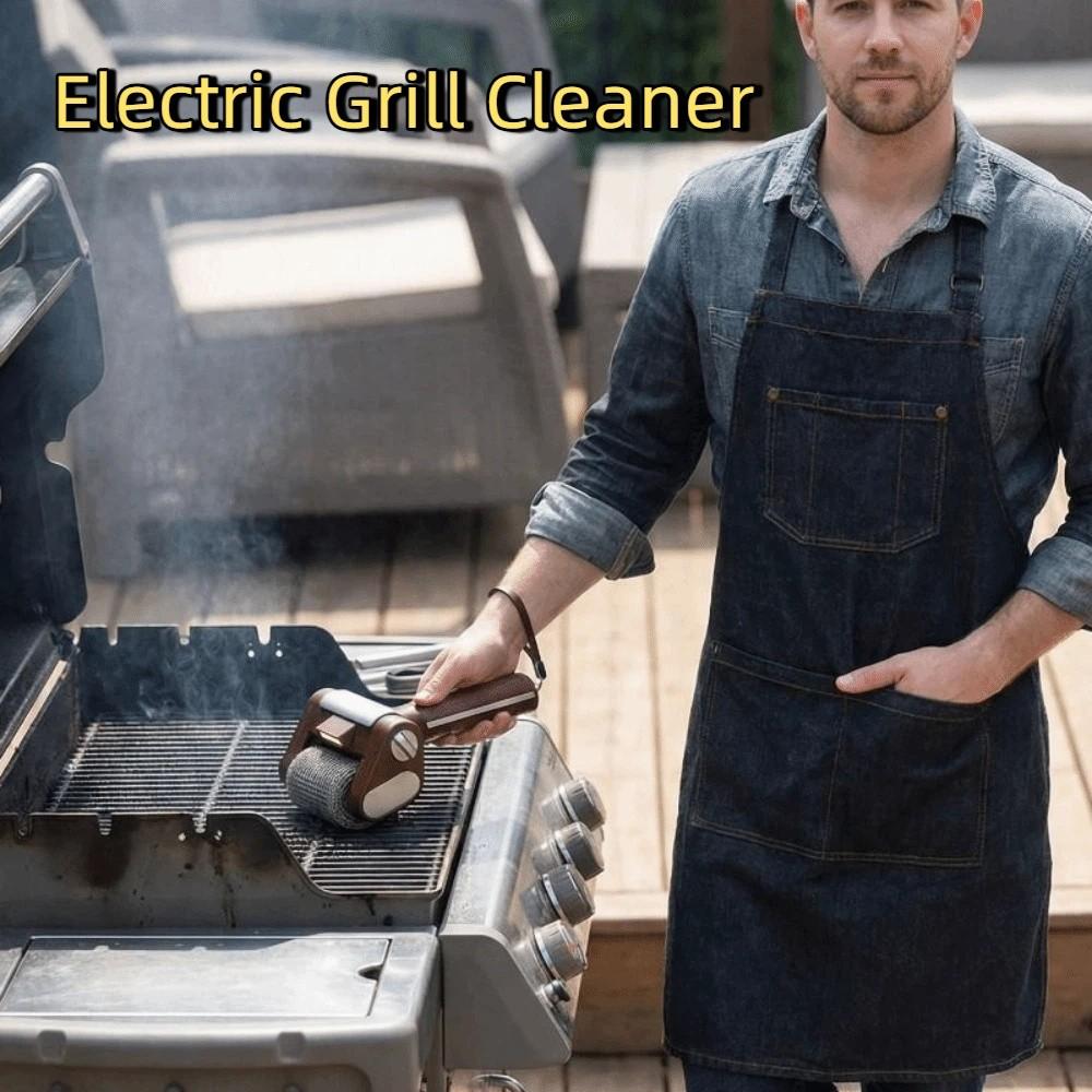 Stainless Steel Roller Grill Cleaner Brush with LED Light Barbecue Cleaner Tools  Camping Grill