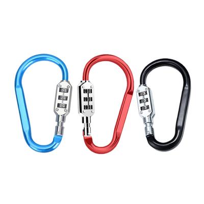 3-stelliges Passwort Karabinerhaken Schloss für Campingzubehör Wander Schlüsselanhänger Outdoor und Fitnessstudio usw. D-förmiger Haken Kleine Karabiner