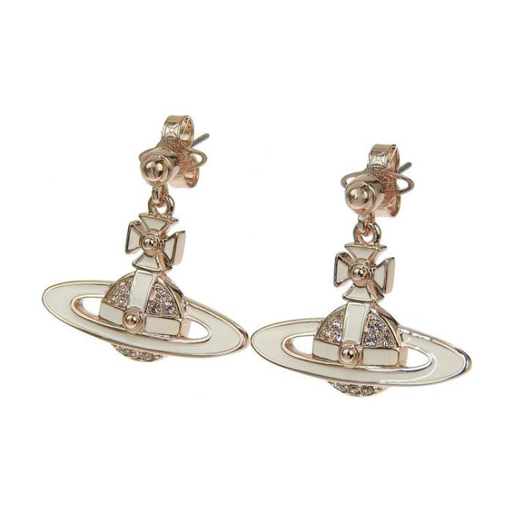 Vivienne Westwood Neil Saturn Design Pendant Brass Earrings Women earrings Beige Rose-Gold 6202014L02G231