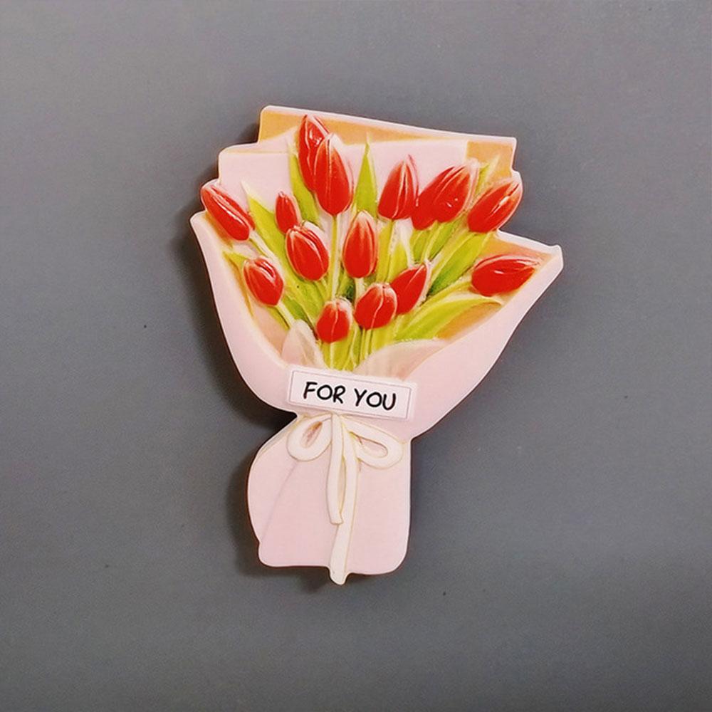 Simulation Sunflower Rose Flower Refrigerator Sticker Three-Dimensional Simple Resin Magnetic Kitchen Decoration Gift
