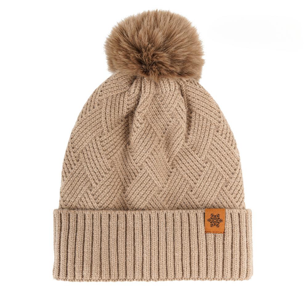 Women's Three Sizes To Choose From: Knitted Hat, Scarf, Glove, Women's Autumn and Winter Outdoor Warm Double Layer Knitted Hat
