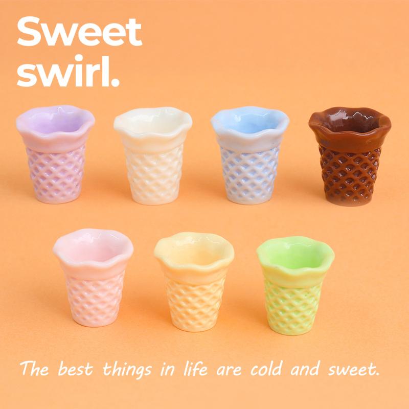 10Pcs Kawaii Simulation Mini Waffle Crispy Cone Ice Cream Base Diy For Keychain Earrings Scrapbook Dollhouse Accessories
