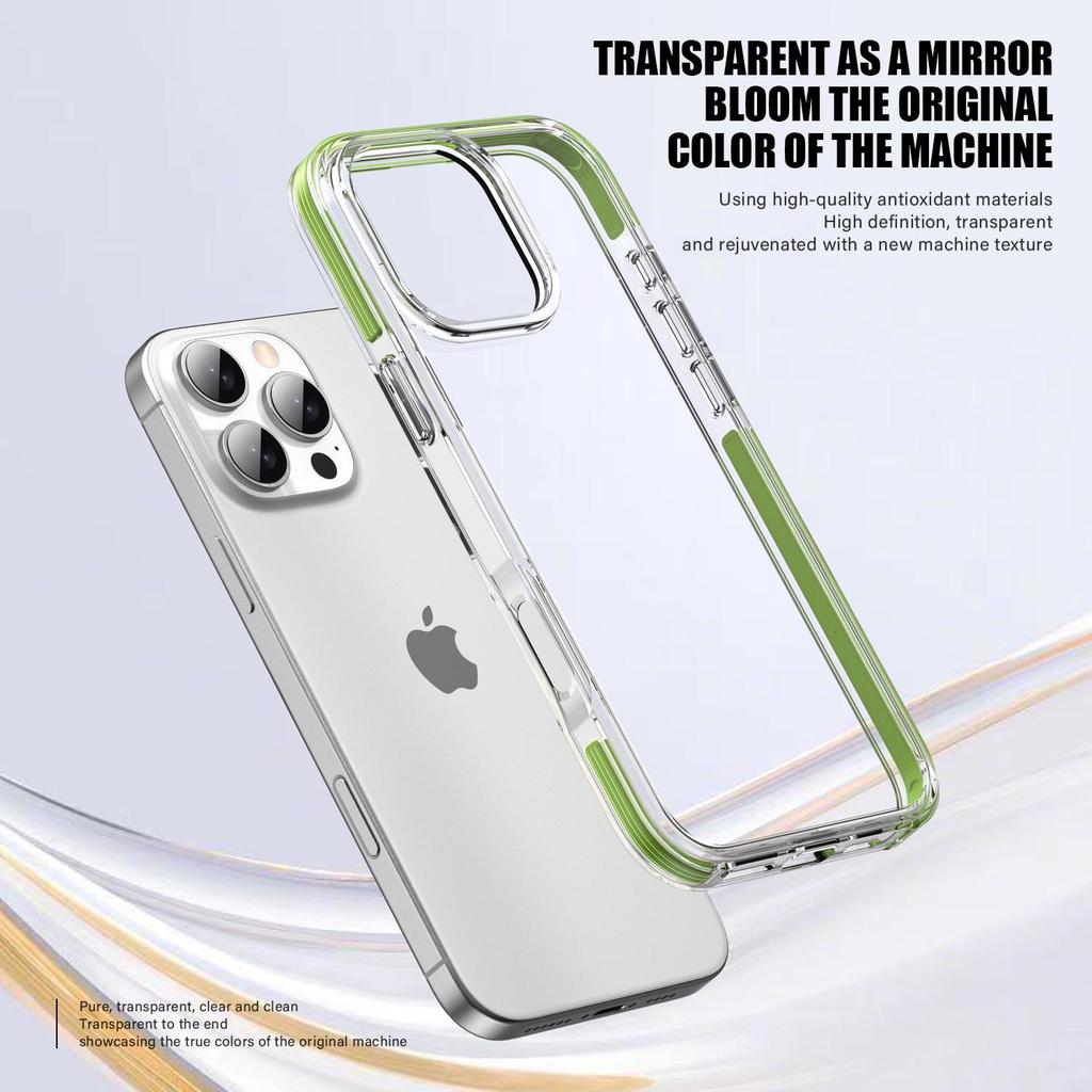 KEYSION Clear Shockproof Case for iPhone 16 Pro Max Colorful Collision Transparent Silicone+PC Phone Cover for iPhone 15 Pro Max