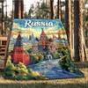 1pc Russia , Moscow Outdoor Flannel Blanket Soft All Season Polyester Throw , Perfect for Picnics & Travel , Picnic Accessory