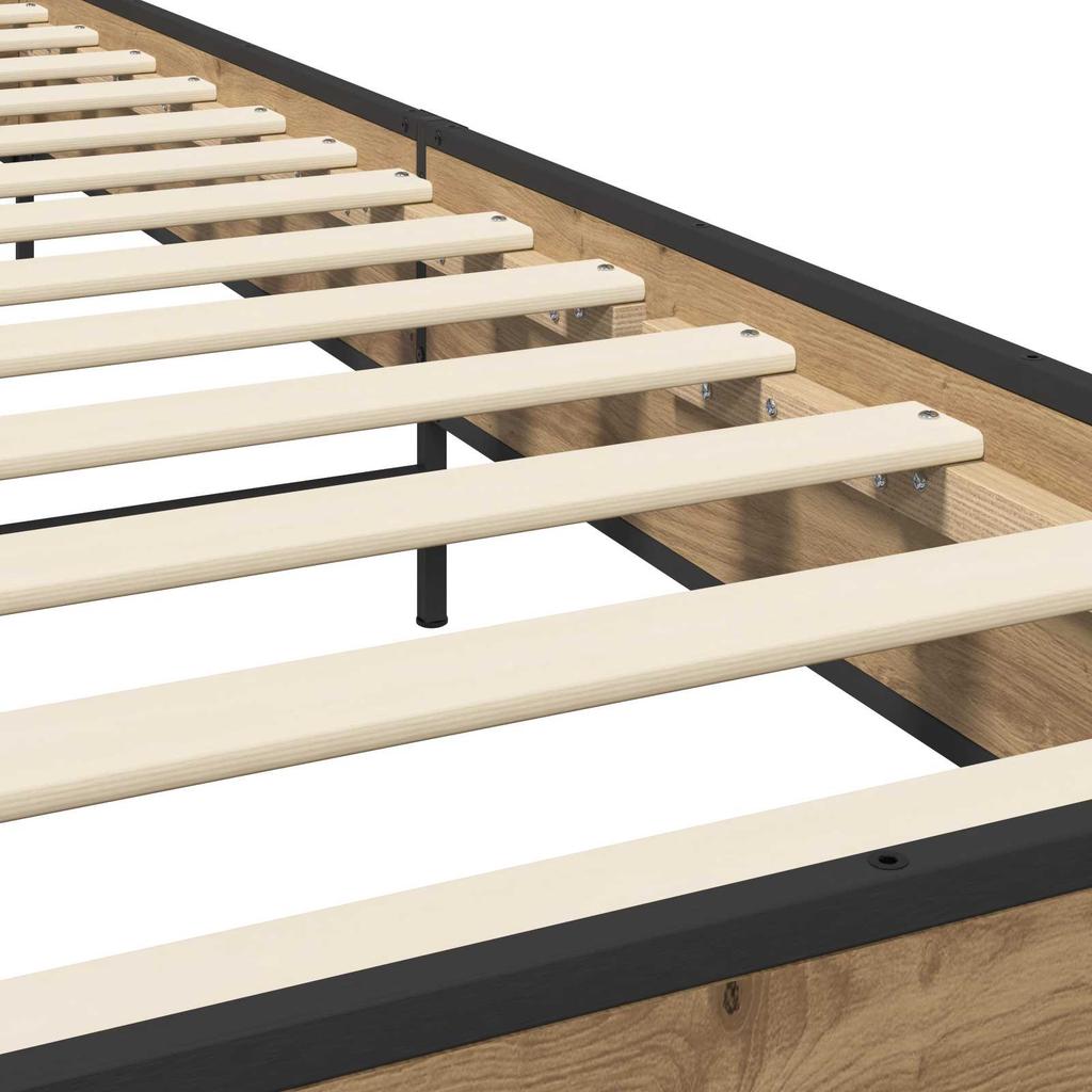 Bed Frame Rustic Oak Design 80 x 200 cm Engineered Wood