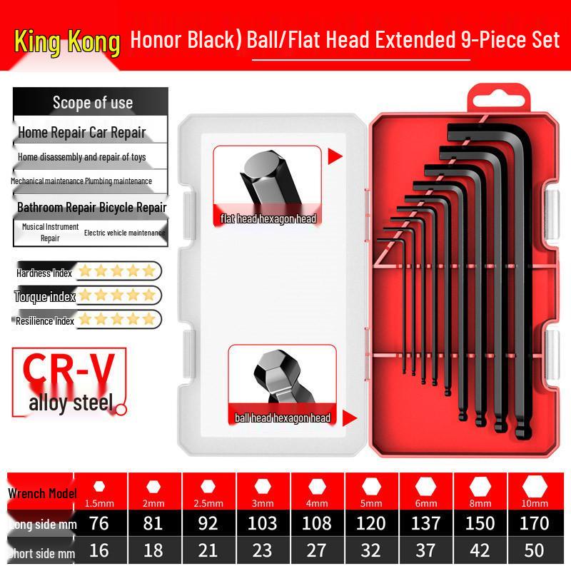 Erweitertes Mattes Sechskant-Kugelkopfeinsatz-Torx- und metrisches Schraubenschlüsselset