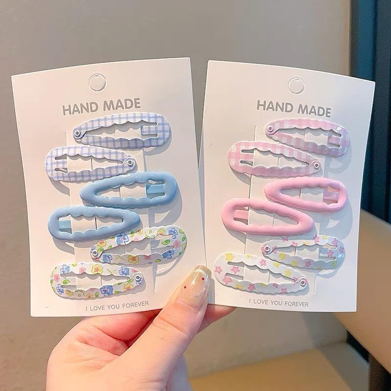 6Pcs/set Fruit Print BB Clip Baby Girls Bangs Side Clip Children's Hairpins Plaid Hair Clips Barrettes Headwear Hair Accessories