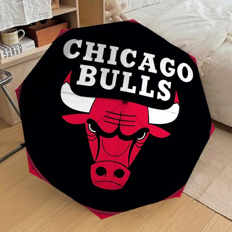 1 Stück Chicago Bulls Automatischer Persönlichkeits-Regenschirm | Tragbarer Faltbarer 8-Rippen Manuell Öffnender, Süßes Halloween- & Weihnachtsgeschenk für Draußen, Lässiges Accessoire,