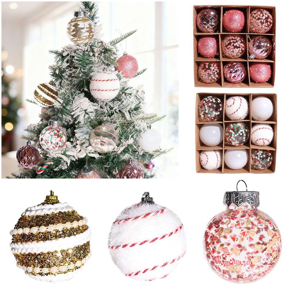 9Pcs/set Plastic Christmas Tree Balls 6cm Hanging Christmas Tree Pendant painting DIY Xmas Baubles Christmas Decorations