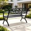 Stylish outdoor bench, garden bench with ornamental backrest design, elegant bench (only with bench)