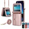 Geeignet für moto Razr 70 Handy-Lederhülle, faltbarer einfarbiger Rucksack, Samsung Z Flip8 Klapphülle mit Kartensteckplatz Hülle 6