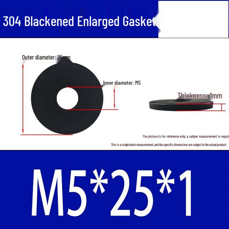 Large Black 304 Stainless Steel Ultra-Thin Oversized Flat Washer, Zinc-Plated