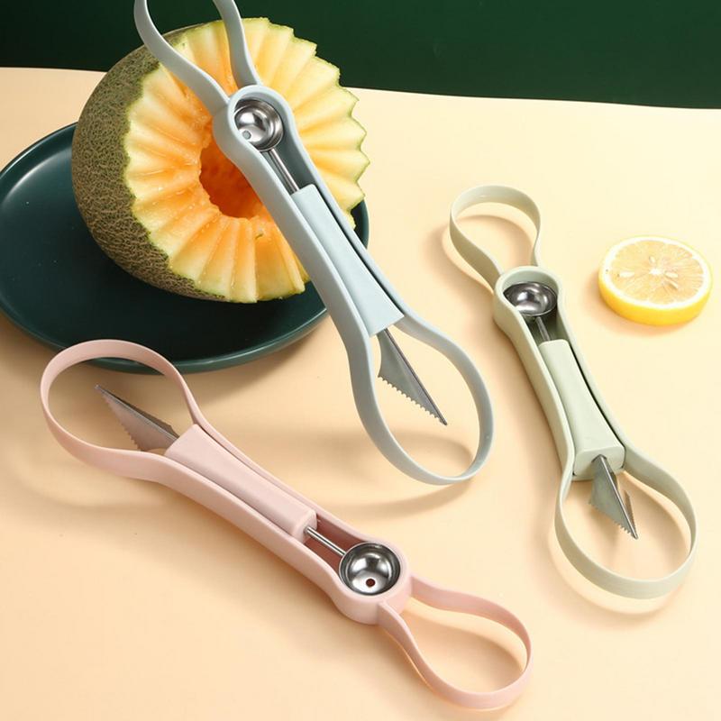 Fruit Scooper And Baller Double-Headed Watermelon Scooper And Baller Cantaloupe Ice Cream Sorbet Dessert Ball Spoon To Hollow