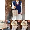 Chic Soft Leather Bento Bag Fresh Japanese Style Ins Korean Trendy Handbag With Cute Plaid Design
