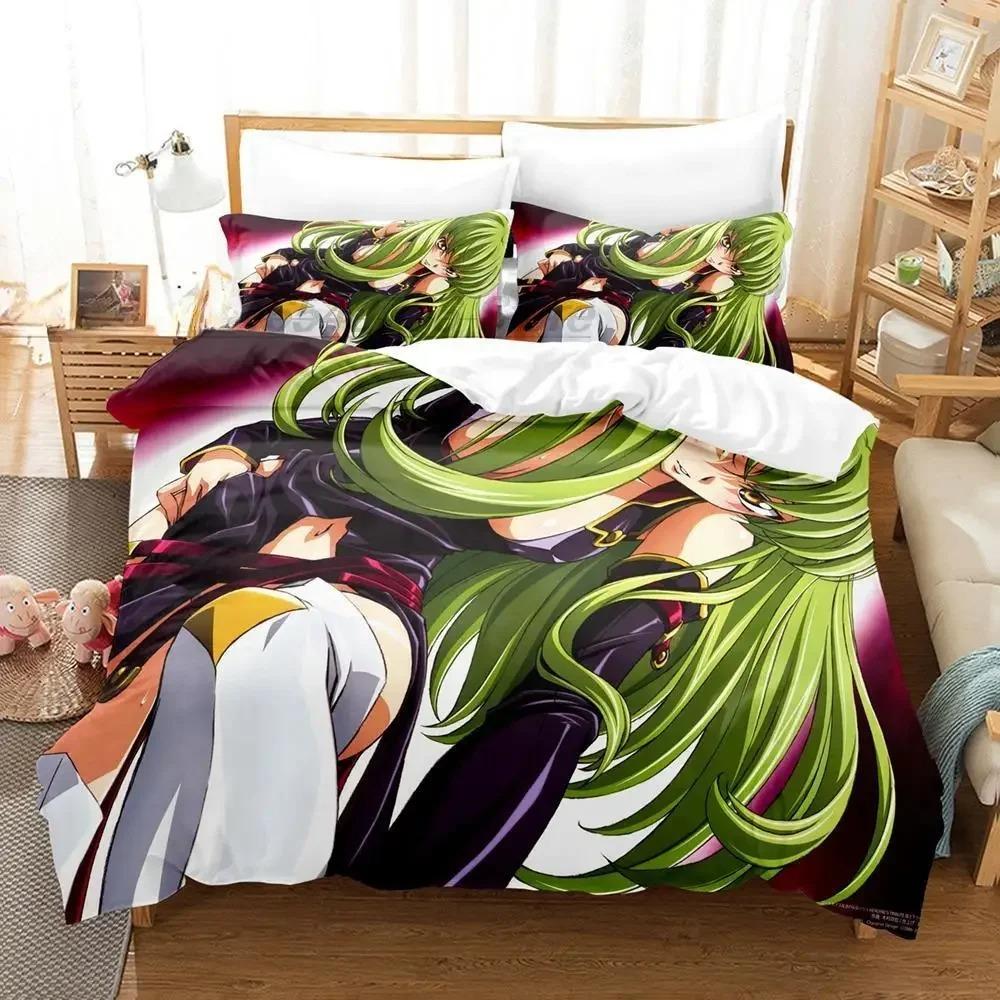 Code Geass Bettwäsche-Set Einzelbett Twin Full Queen King Size Bettset Erwachsener Kind Schlafzimmer Bettbezug Sets 3D-Druck Anime Bettlaken-Set