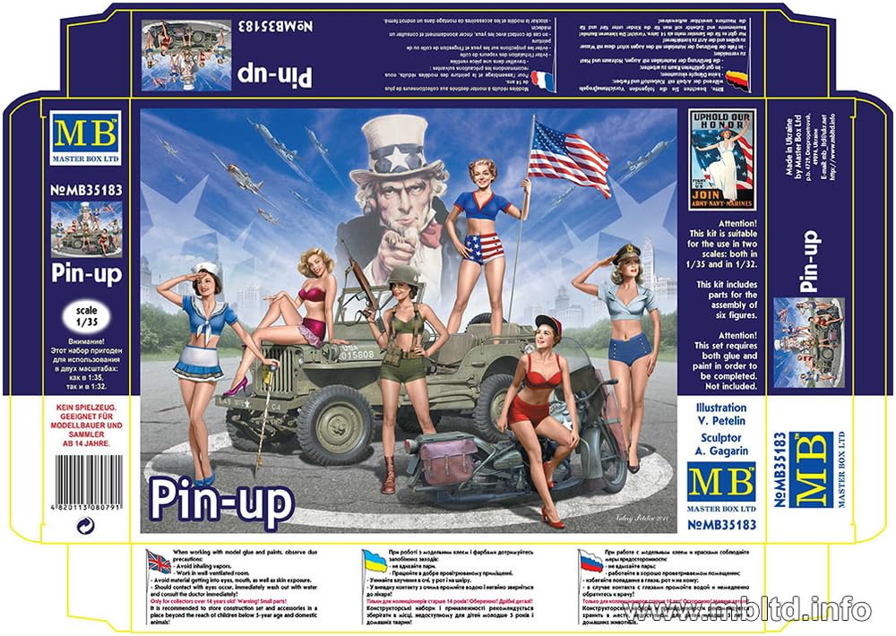 Master Box Girls 3D Nose Art Style Plastic Model Kit MB35183 1/35 Pin-up 6-Piece 40's