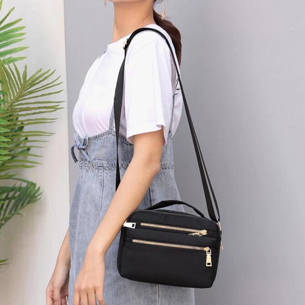 Women Waterproof Nylon Crossbody Shoulder Bags Casual Large Capacity Travel Clutch Bag Female Solid Color Multi-pocket Handbag
