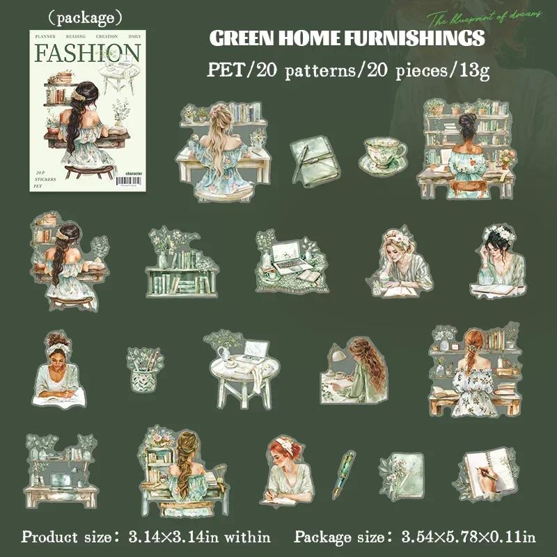 

JIANWU Planner s Daily Series Vintage Character Landscaping Material Collage PET Sticker Creative DIY Journal Stationery