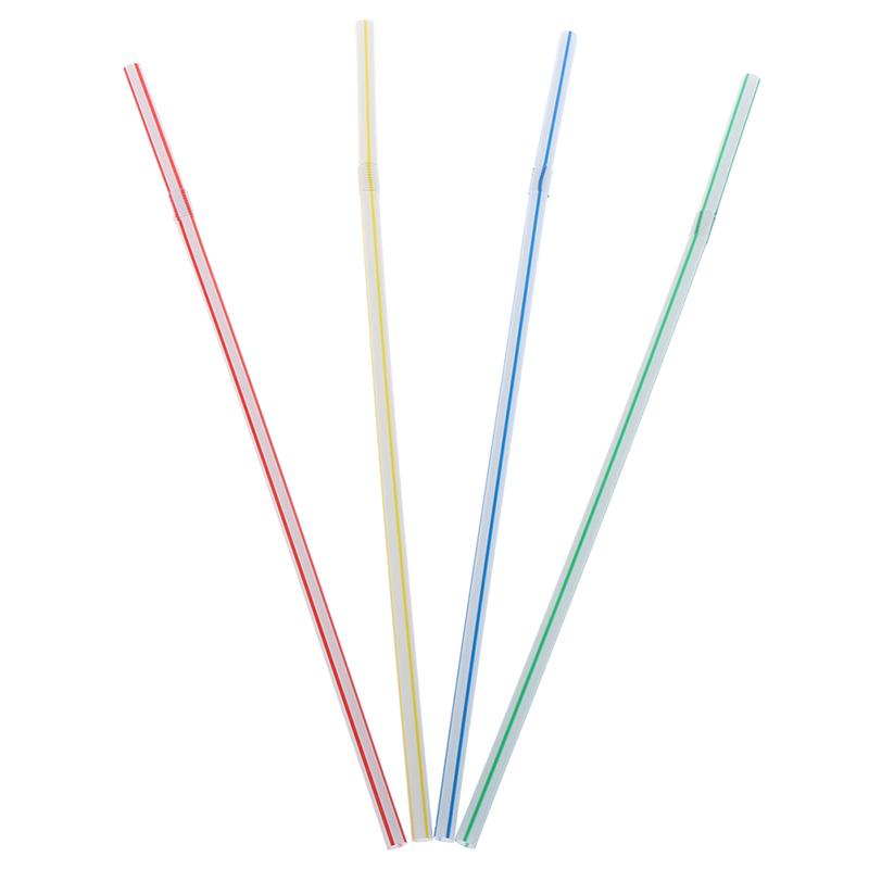 100Pcs Disposable Straws Flexible Plastic Straws Striped Rainbow Drinking Straw
