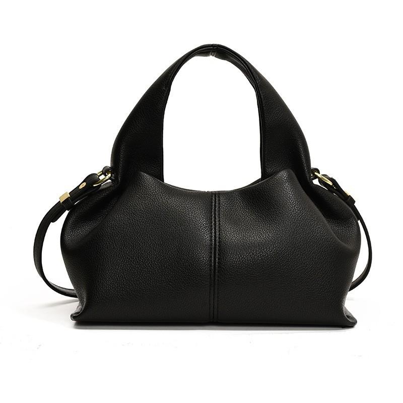 Women s Bag 2026 New Soft Leather Cloud Fashionable Simple Shoulder Textured Large-capacity Commuter Handbag чёрный