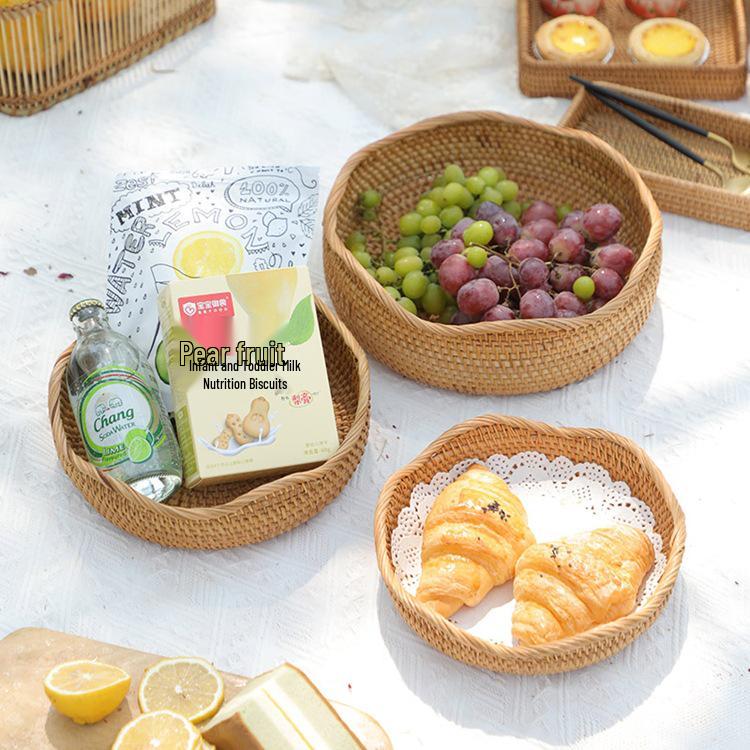 Vietnamese Rattan Woven Fruit Basket for Living Room - Creative Coffee Table Storage for Snacks