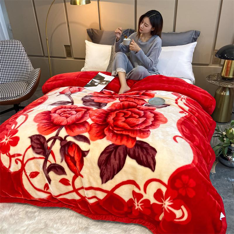 Double-Layer Thickened Fleece Blanket for Single or Double Use Autumn/Winter Cover Blanket