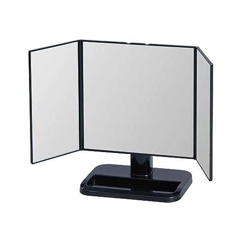 Belca DI-T3LBK Klappbarer Tischspiegel, Groß, 44,5 cm B x 14,5 cm T x 25,9 cm H, Schwarz, Kompakt, Standspiegel, Schminkspiegel, Kosmetikspiegel