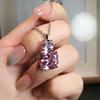 Ice Flower Cut Purple Stone Square Pendant, High-Grade Pink Diamond Quadrilateral High Carbon Diamond Super Flash Necklace, Female