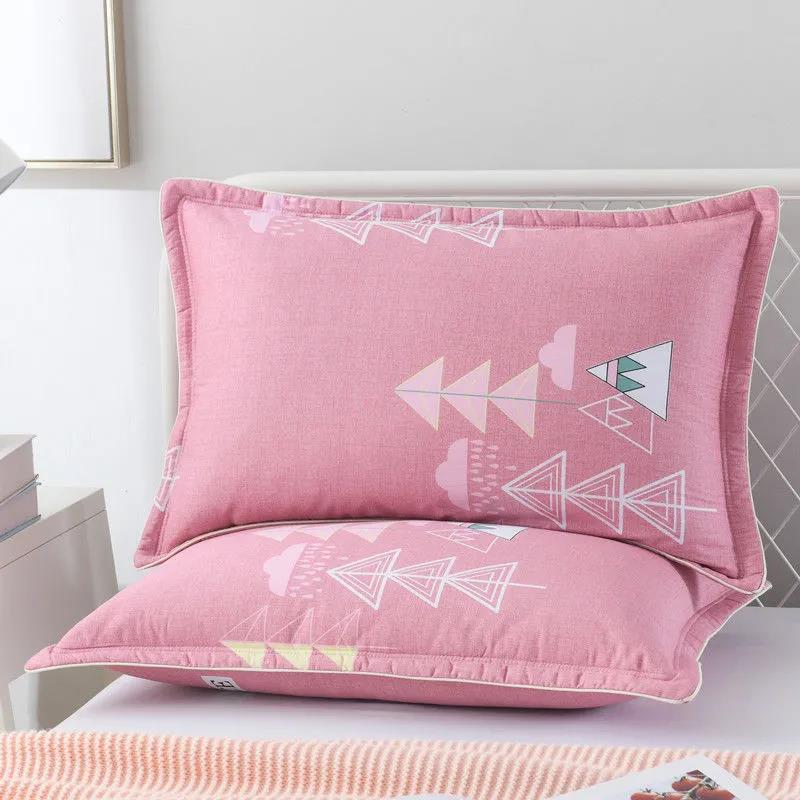 Two-pack Cotton Pillowcase Bedroom Bedding Double Single Pillow Core Cover 48*74cm