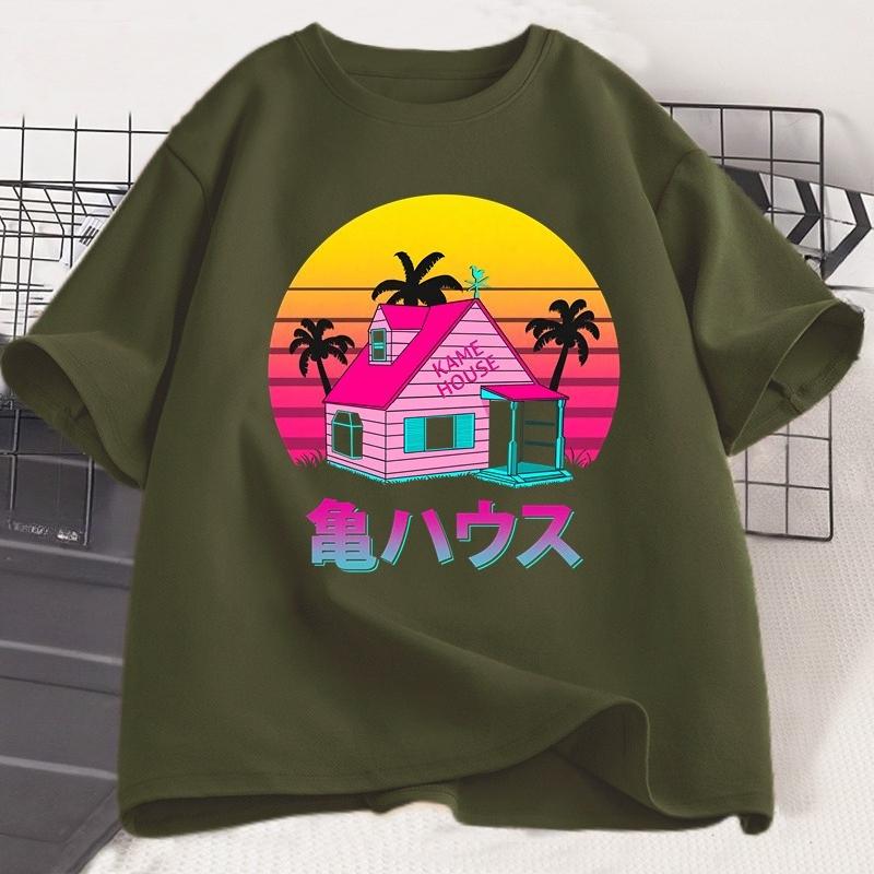 Kame House T Shirt Unisex WOMEN Cotton Master Roshi T-Shirt Japanese Style Casual Short Sleeve Tshirt Tee Shirt Unisex's Clothing Tops
