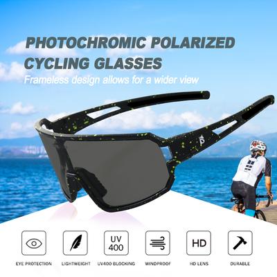 Ultraleichte photochrome Fahrrad-Sonnenbrille für Herren und Damen, UV400-Schutz, polarisierte Fahrradbrille, Fahrradbrillen-Zubehör
