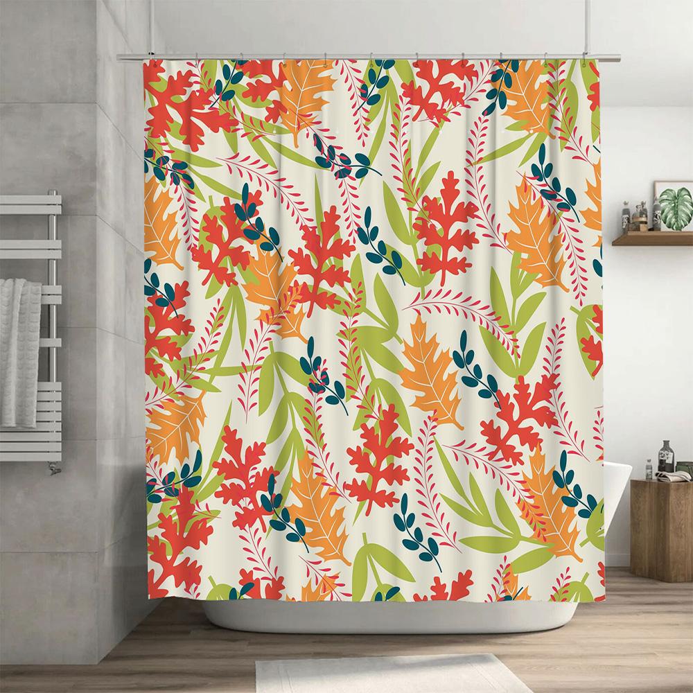 Bright Colorful Shower Curtain Waterproof Bathroom Decor Floral Print Polyester Fabric Home Accessories Modern Design