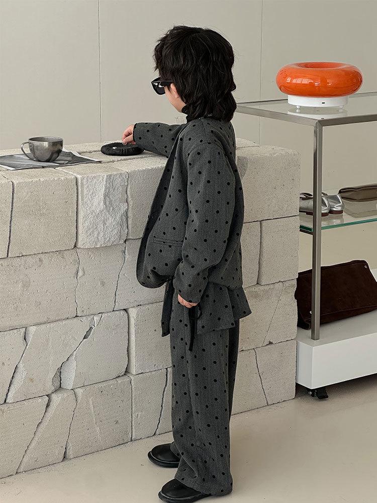 Chlapecká retro puntíkovaná souprava - Podzim 2025 Streetový styl Formální oblečení na narozeniny