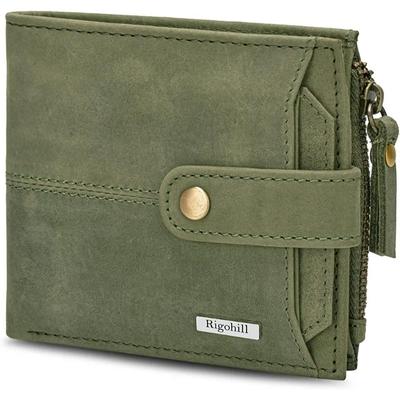 Ανδρικό δερμάτινο πορτοφόλι RIGOHILL Doger Olive Green | Δερμάτινο πορτοφόλι για άνδρες | Ανδρικό πορτοφόλι RFID