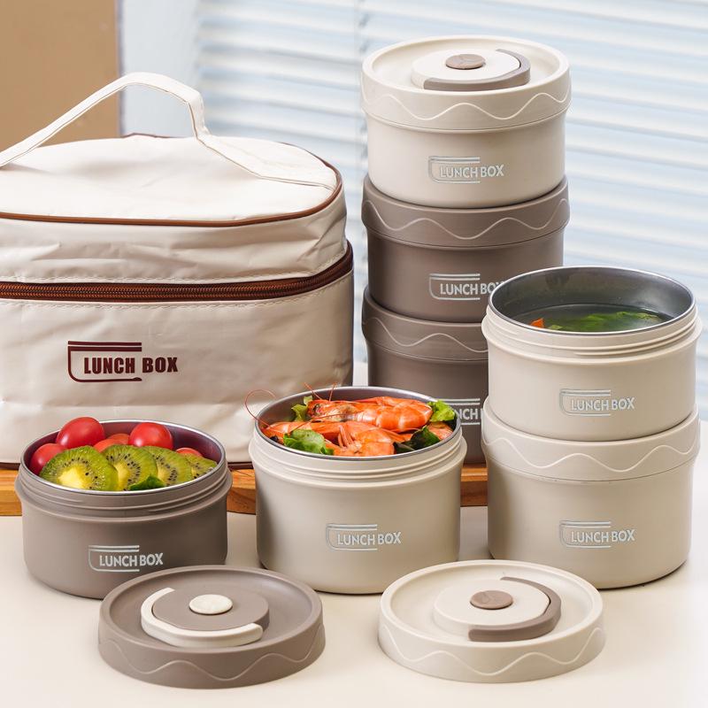 304 Stainless Steel Double-Layer Insulated Lunch Box with Portable Bag and Container
