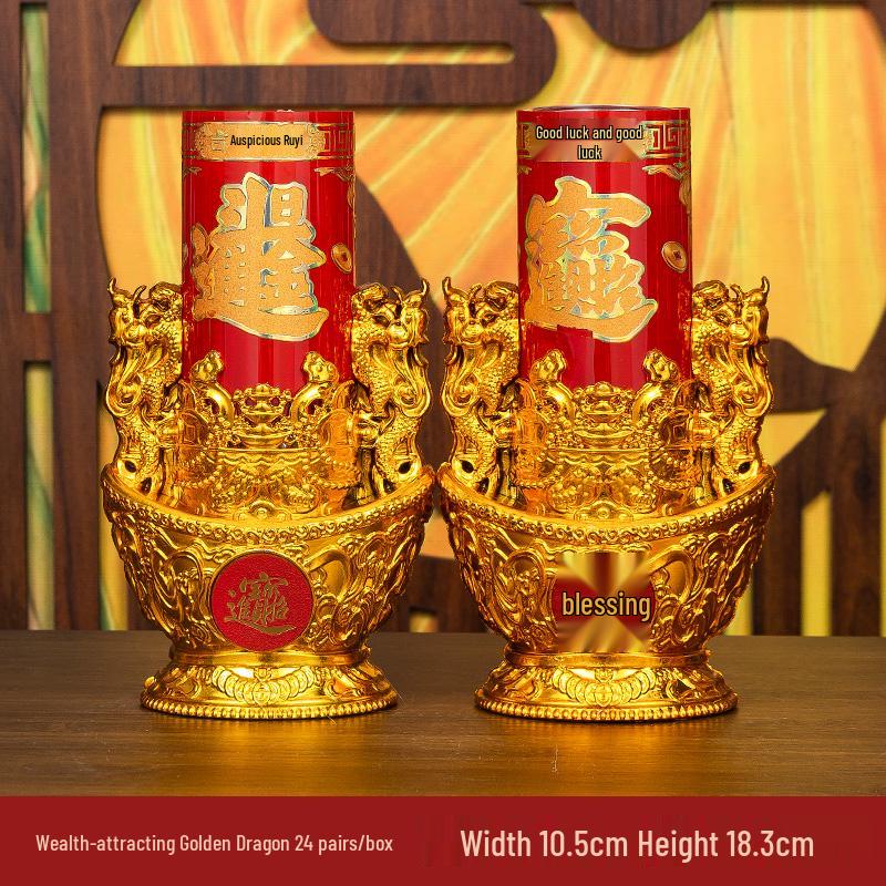 Smokeless Crystal Candle for Buddha Offerings, Housewarming, or New Year Celebrations - Windproof Red Butter Lamp