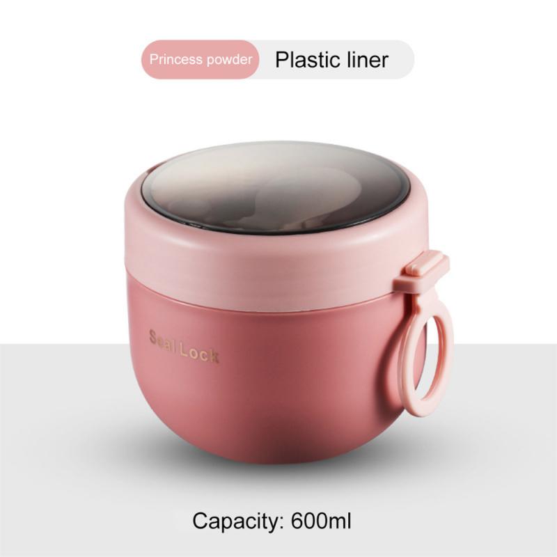 600ml Food Thermal Jar Insulated Soup Cup Thermos Containers Stainless Steel Lunch Box Thermo Keep Hot Vaccum Cup With Spoon