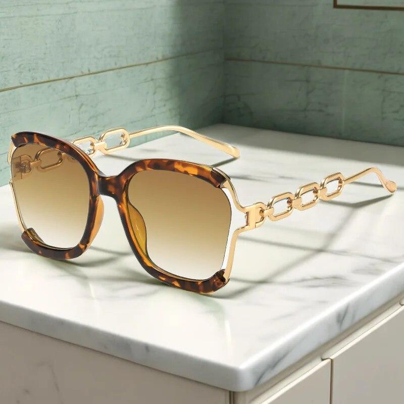 Europe US New Metal Hollow-out Chain Leg Sunglasses Fashion Trend Street Catwalk Eyewear