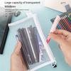 Korean Creative Simple Transparent Mesh Pen Bag,Zipper Closure,Portable,Examination Essential,Student Stationery Bag